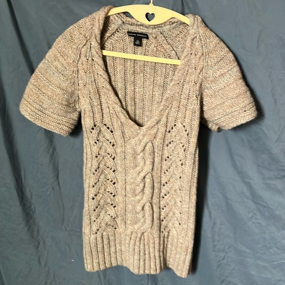Banana Republic: Knit Sweater with braided collar short sleeves- Wool Blend- XS